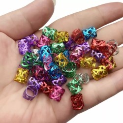 Inele din metal pentru codite afro RNG28FF Colorate, Set 30 bucati